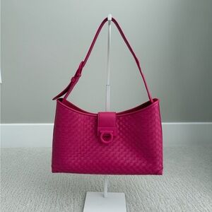 Salvatore Ferragamo Trifolio Intrecciato woven leather pink shoulder hobo bag